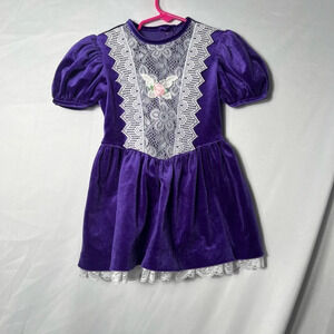 Vintage Girls' Roanna‎ Lace Dress Purple White Size 4